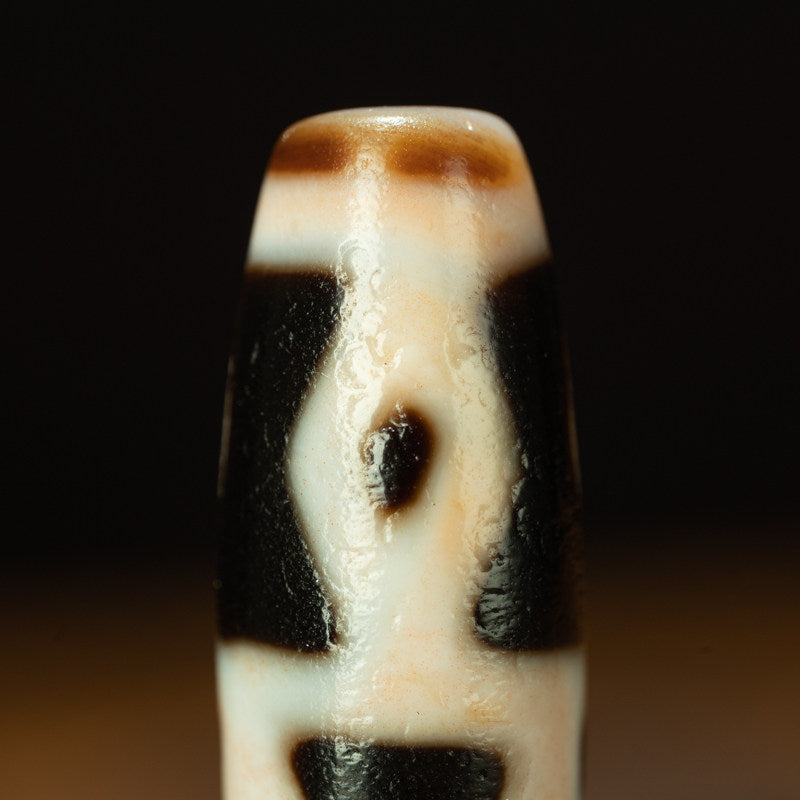 Tibetan Millennium Vajra Six-Eye Dzi Bead with Cinnabar – Rare Totem, Nine-Eye Shale Antique
