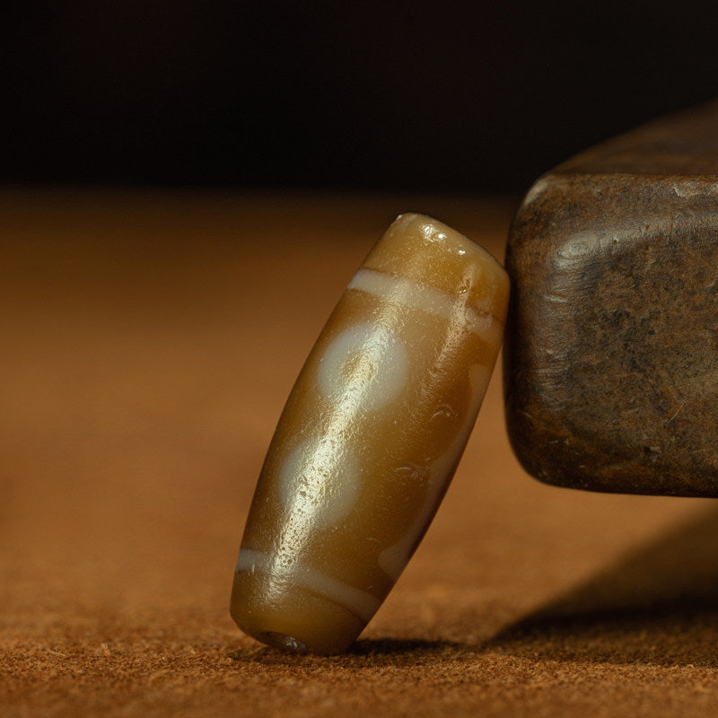 Tibetan Millennium Pure Tender Color Canopy Three-Eye Dzi Bead – Buddha Eye Totem, Nine-Eye Shale