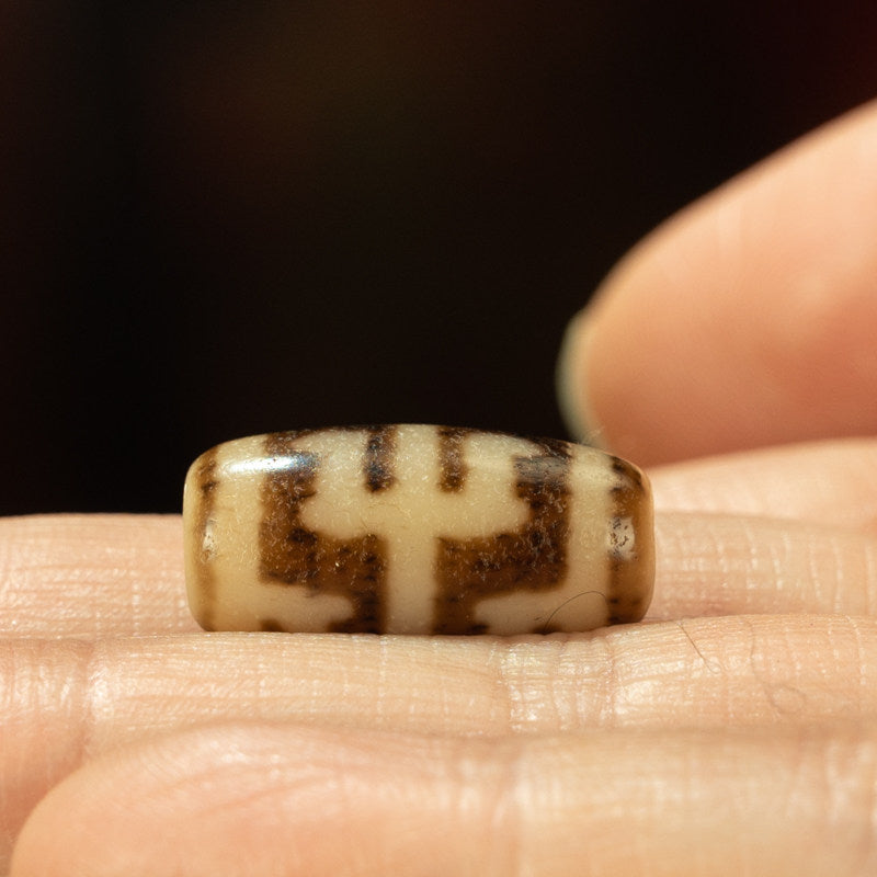 Tibetan Millennium Pure Padmasambhava Ritual Implement Dzi Bead – Specimen Grade, Unique Totem, Nine-Eye Shale