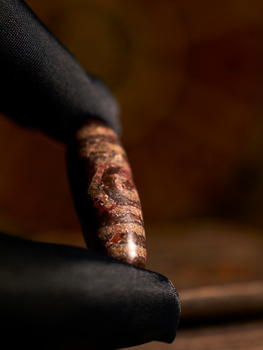 Tibetan Zhangzhung Era Three-Eyed Treasure Canopy Agate Dzi Bead