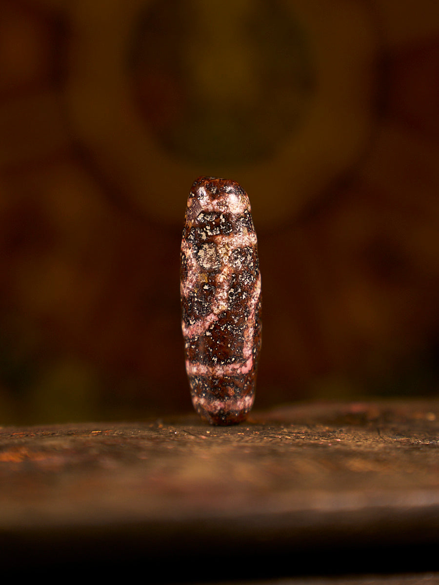 Tibetan Zhangzhung Era Two-Eyed Wish-Fulfilling Agate Dzi Bead
