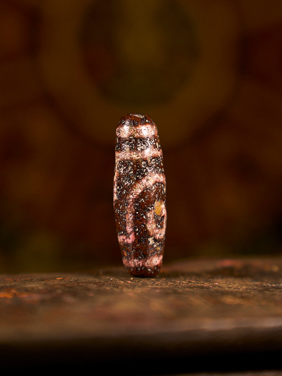 Tibetan Zhangzhung Era Two-Eyed Wish-Fulfilling Agate Dzi Bead