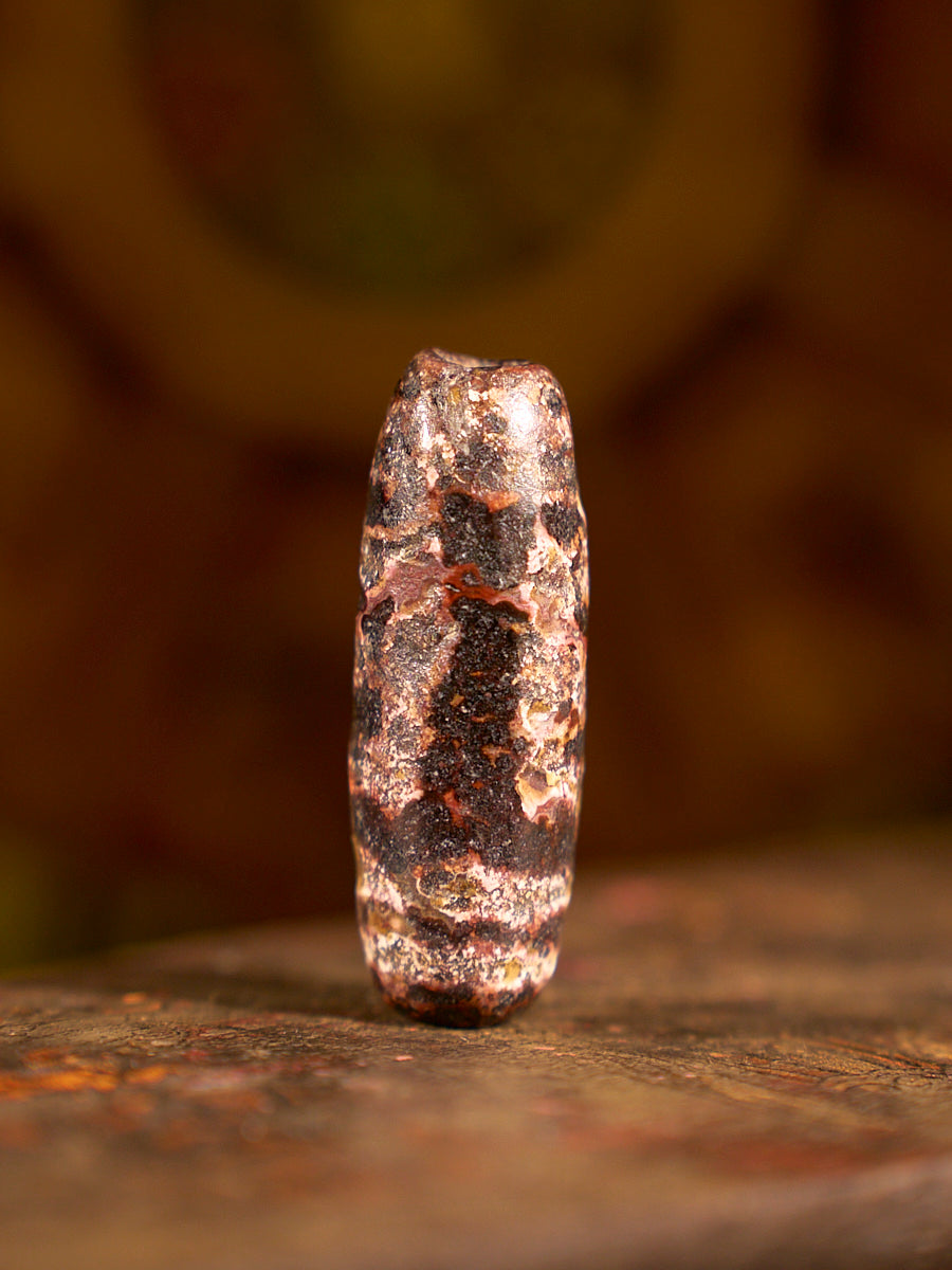 Zhangzhung Era Earth Gate of Balance Two-Eyed Agate Dzi Bead