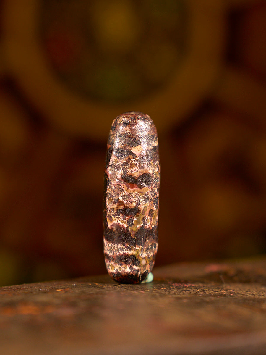 Zhangzhung Era Earth Gate of Balance Two-Eyed Agate Dzi Bead