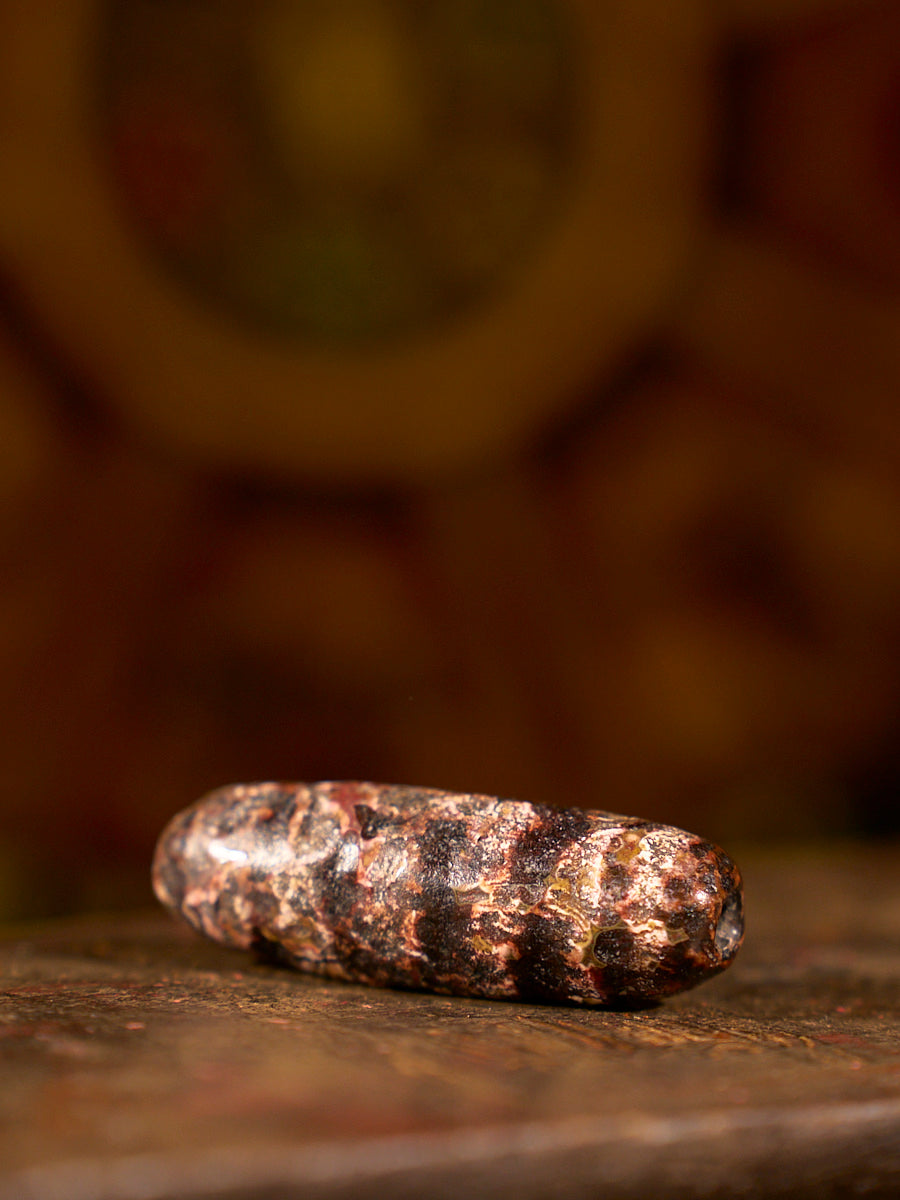 Zhangzhung Era Earth Gate of Balance Two-Eyed Agate Dzi Bead