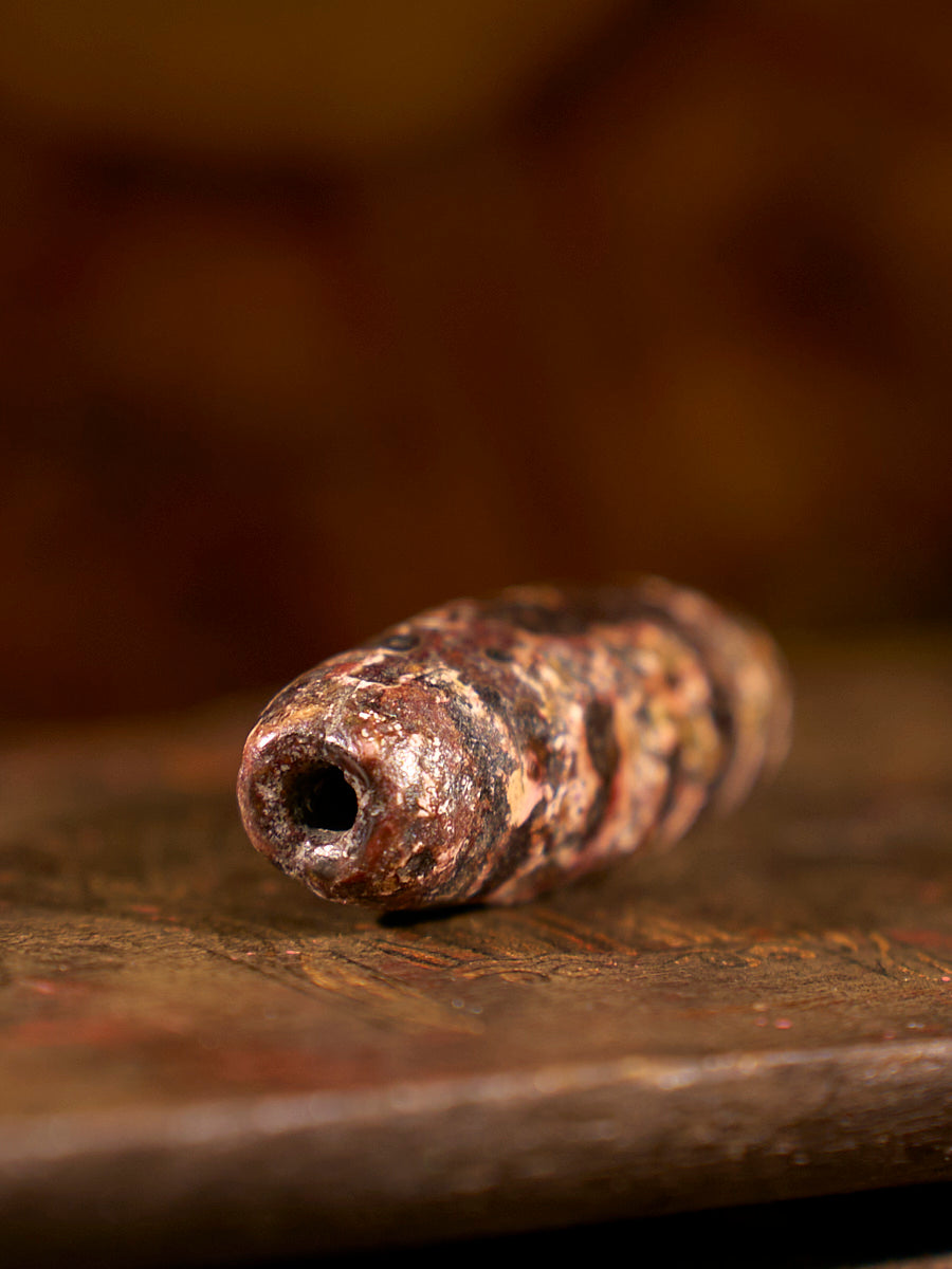 Zhangzhung Era Earth Gate of Balance Two-Eyed Agate Dzi Bead