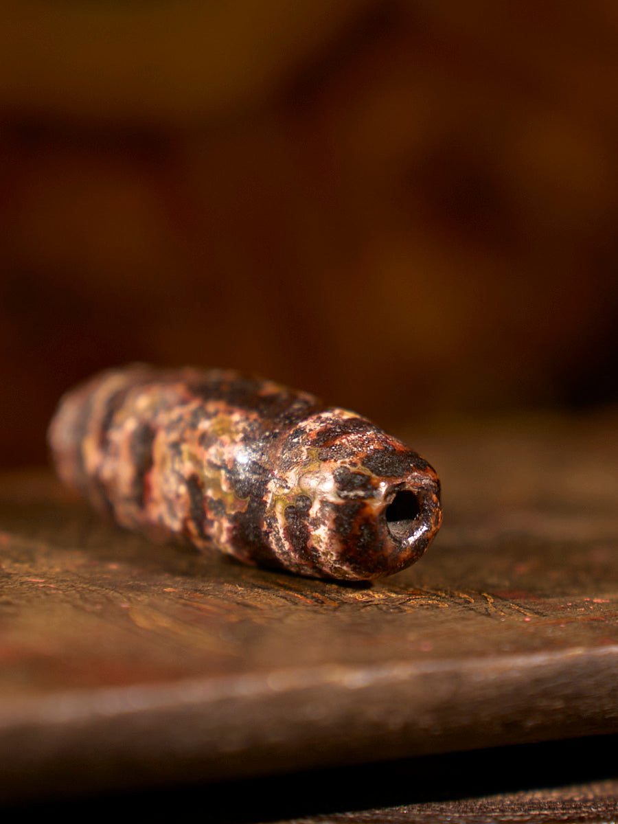 Zhangzhung Era Earth Gate of Balance Two-Eyed Agate Dzi Bead