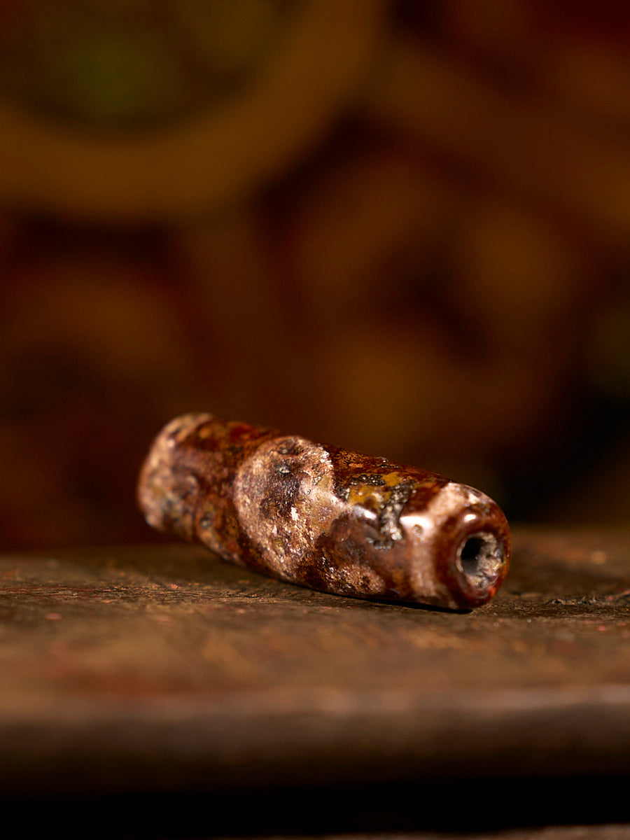 Tibetan Harmony Benediction Two-Eyed Agate Dzi Bead