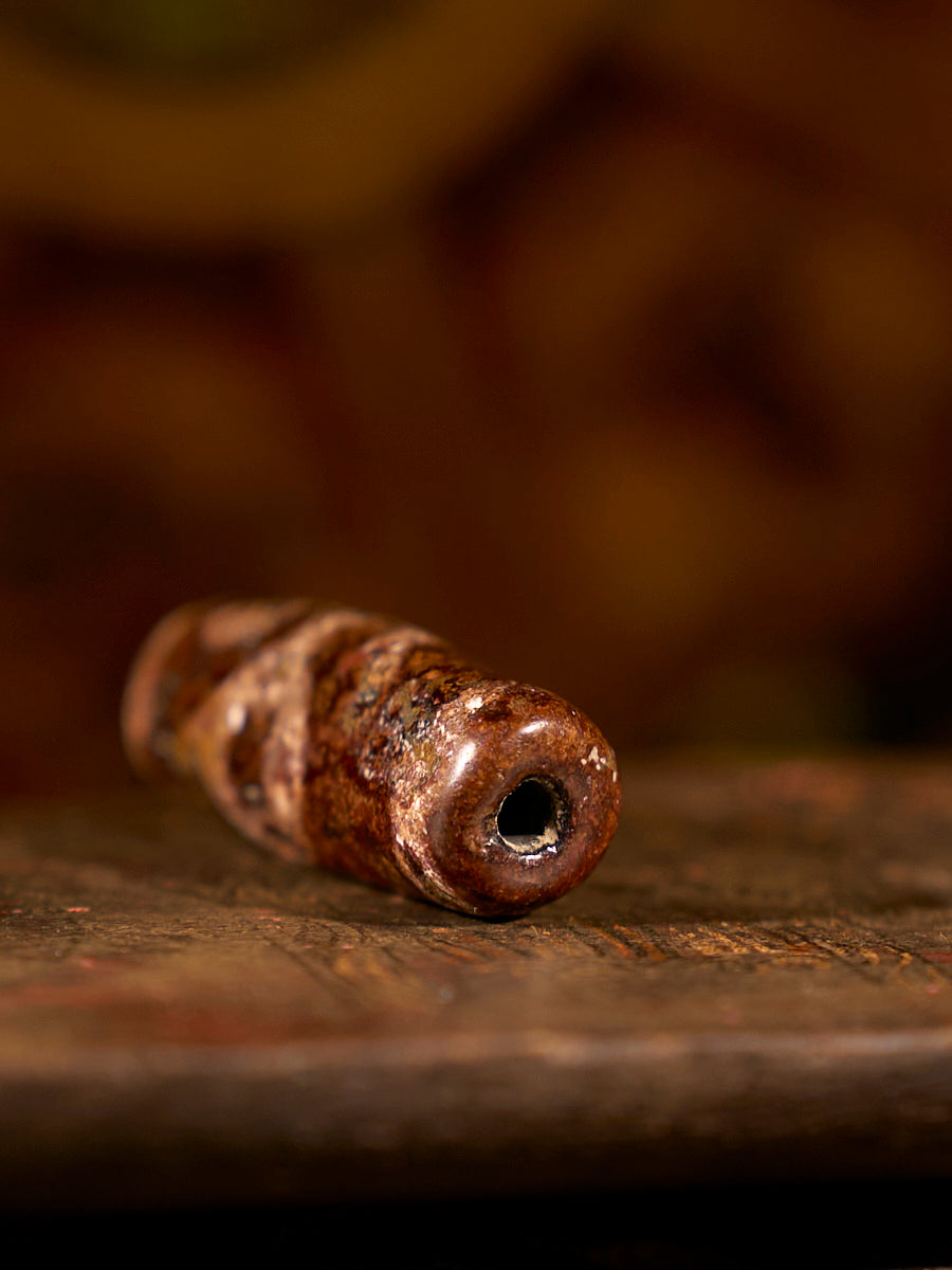 Tibetan Harmony Benediction Two-Eyed Agate Dzi Bead