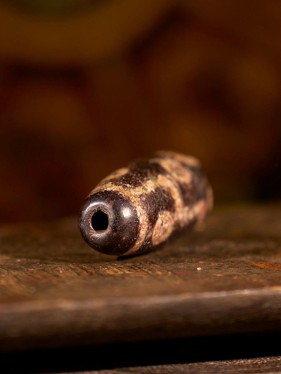 Zhangzhung Era Millennial Broken Nine-Eyed Agate Dzi Bead
