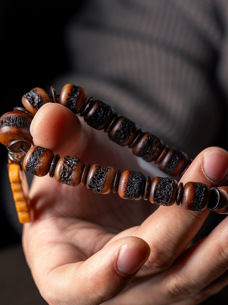 Guardian Agate and Yak Bone Protection Bracelet