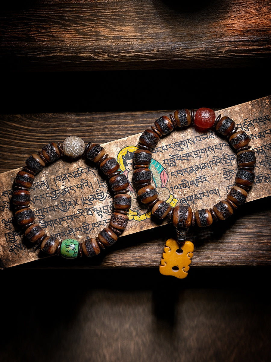 Guardian Agate and Yak Bone Protection Bracelet