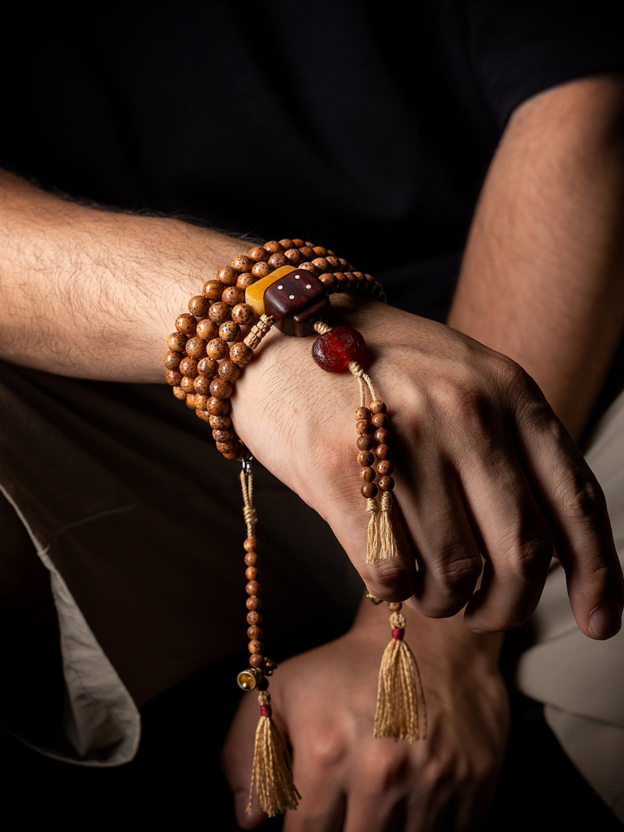 Tibetan Star Moon Bodhi Blessing Mala Bracelet