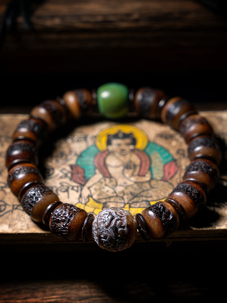 Guardian Agate and Yak Bone Protection Bracelet