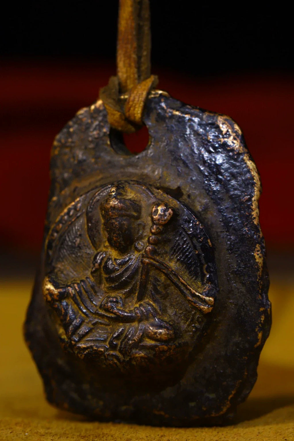 Thokcha Bronze Pendant with Gemstone Cord