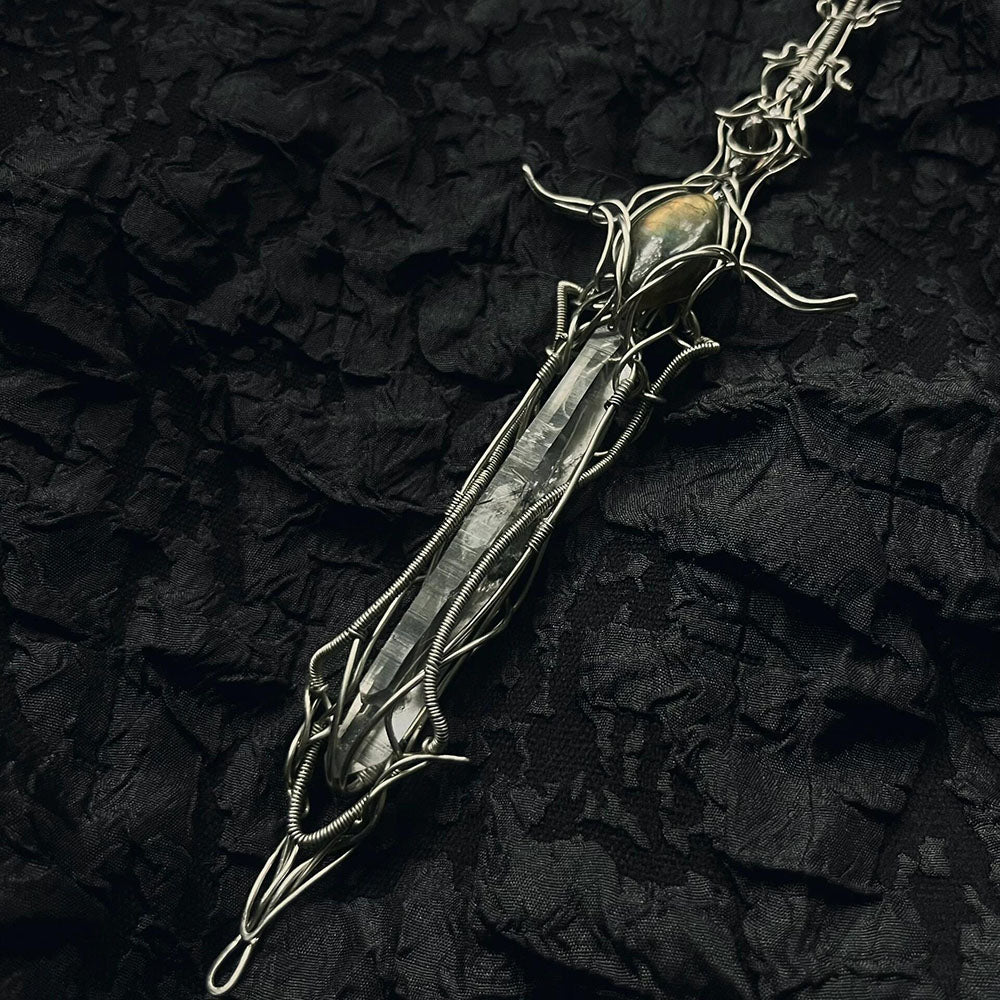 Guardian Blade of Light Clear Quartz Necklace