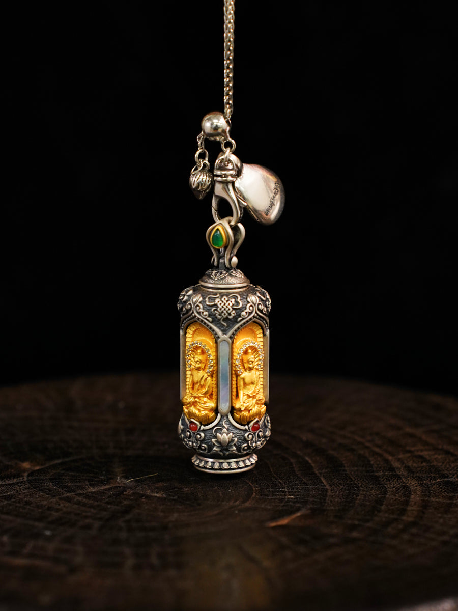 Eternal Harmony Four Direction Buddha Silver Necklace