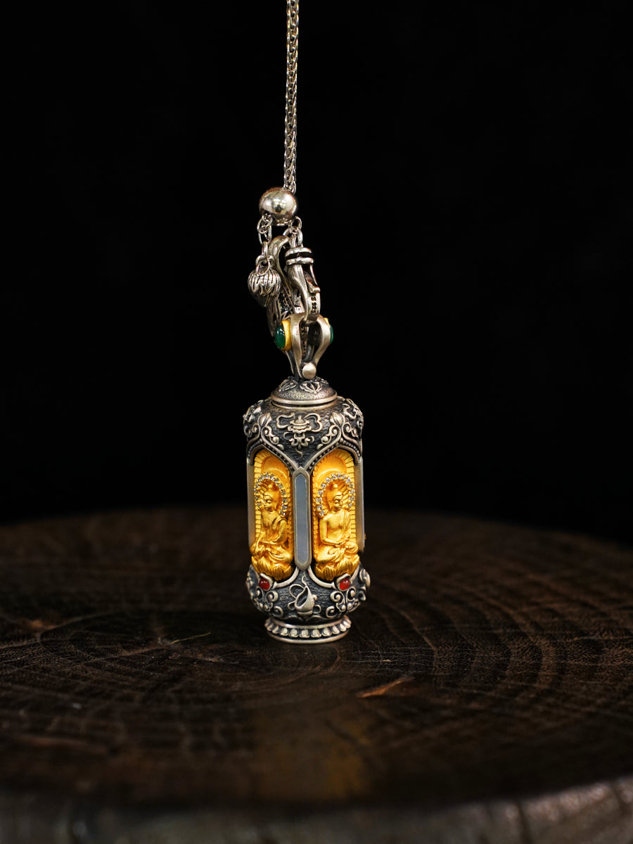 Eternal Harmony Four Direction Buddha Silver Necklace