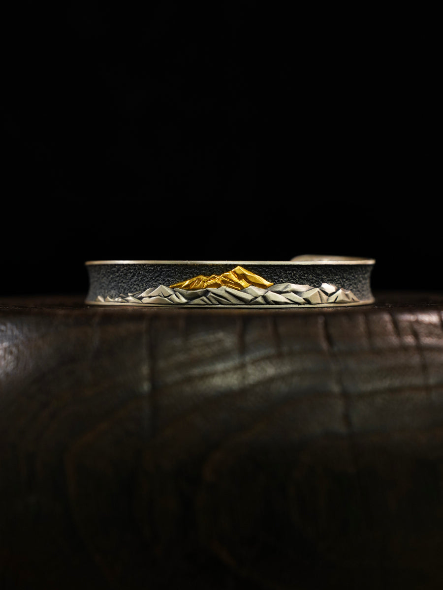 KAILASH Mountain Sacred Summit Gold and Silver Pure Silver Bracelet