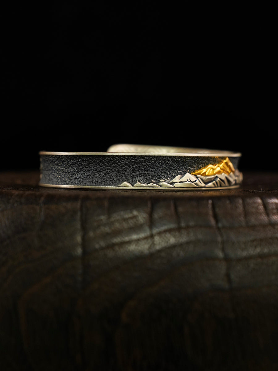KAILASH Mountain Sacred Summit Gold and Silver Pure Silver Bracelet
