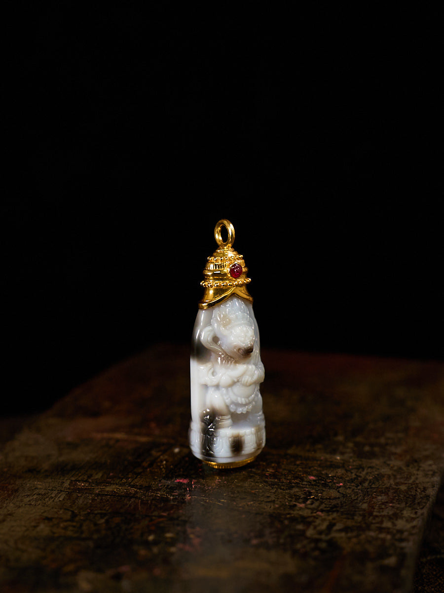 Sacred Harmony Agate Dzi Silver Necklace