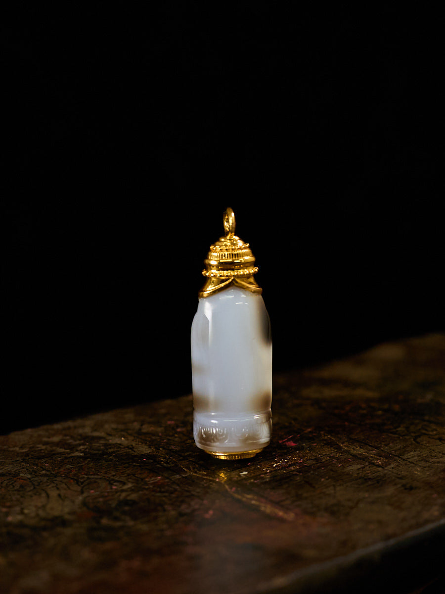 Sacred Harmony Agate Dzi Silver Necklace