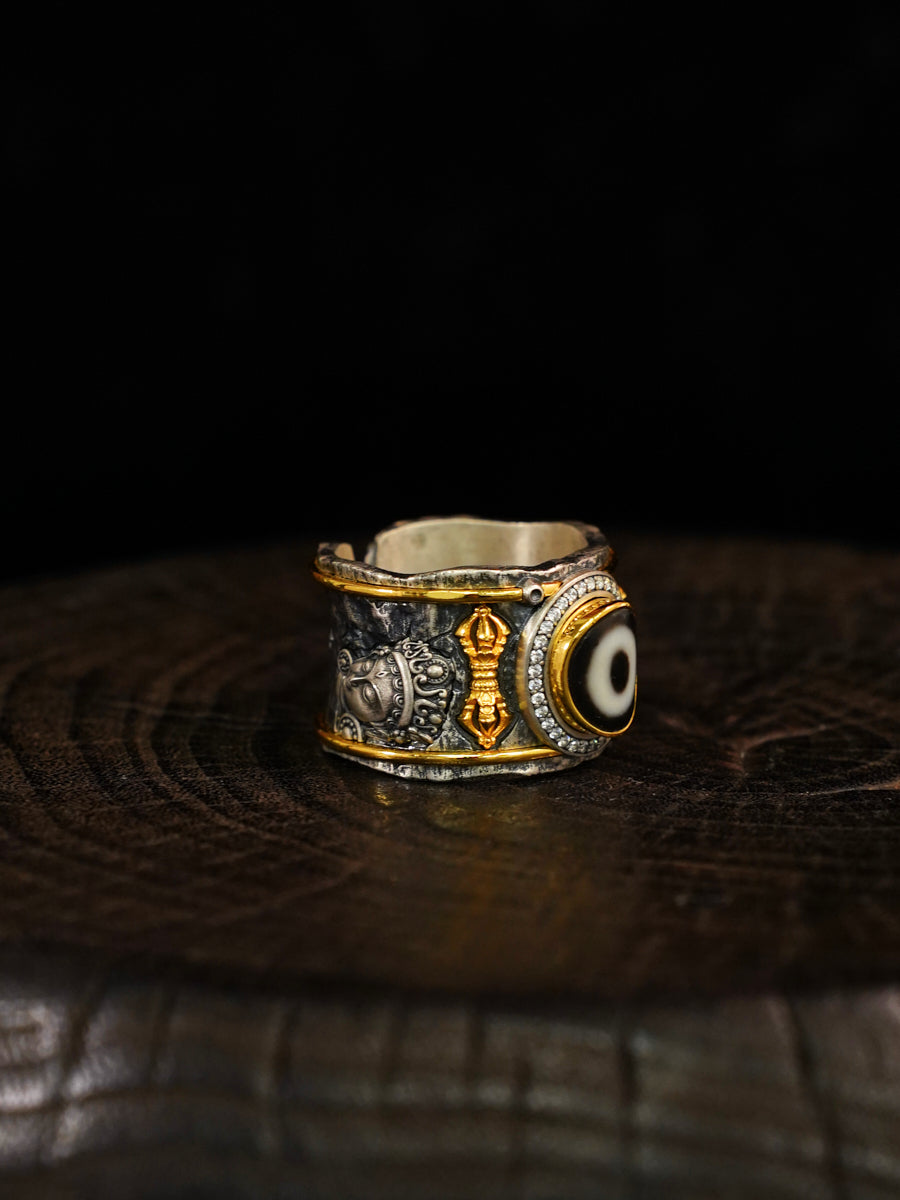 Empowered Clarity Dzi Silver Ring