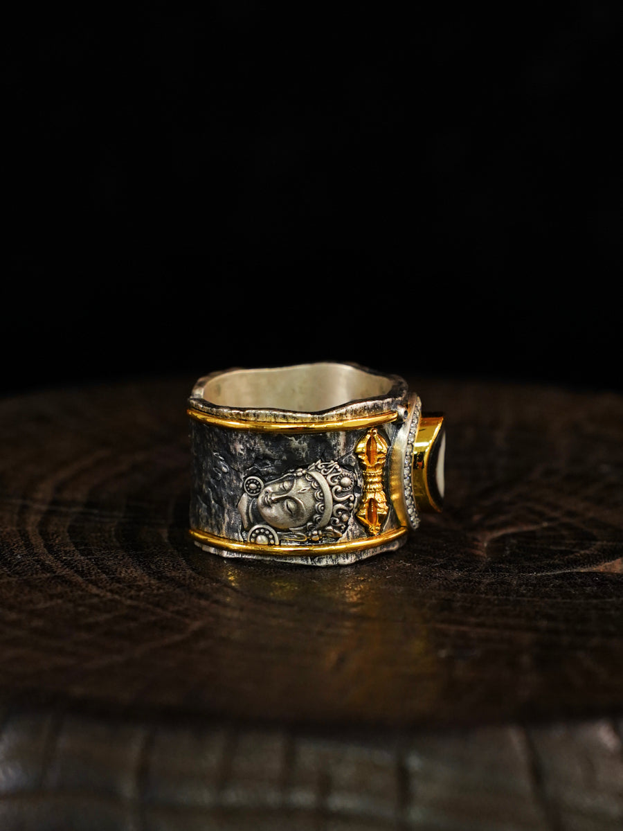 Empowered Clarity Dzi Silver Ring