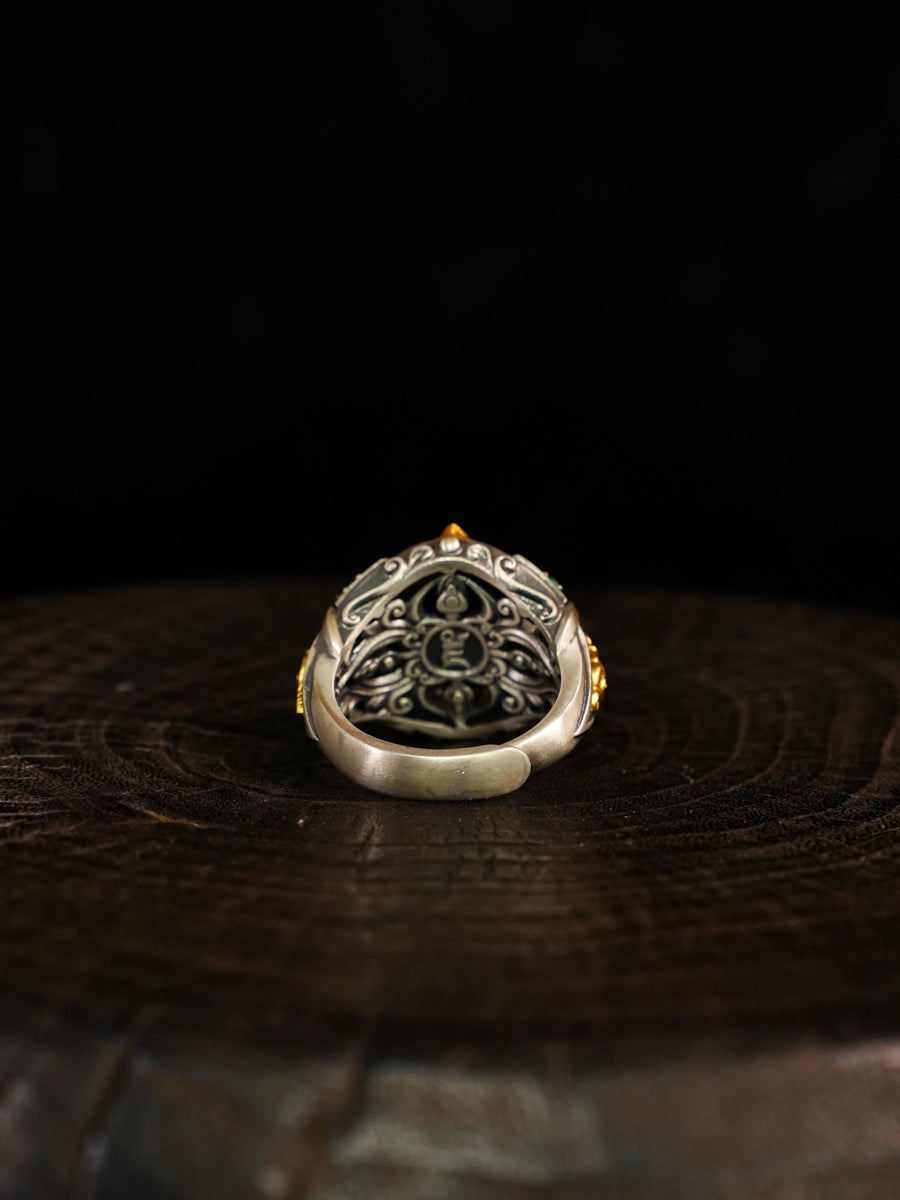 Serene Fortune Dzi Silver Ring