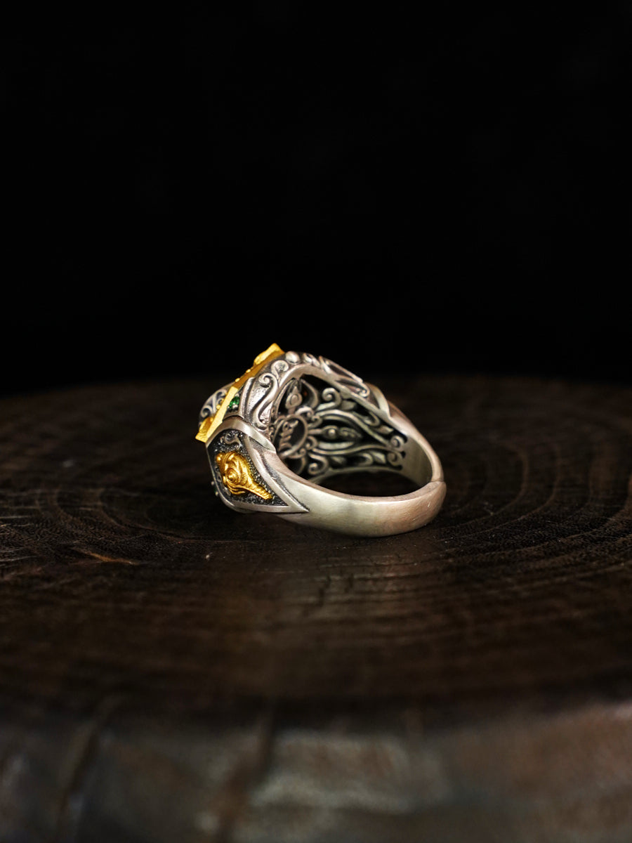Serene Fortune Dzi Silver Ring