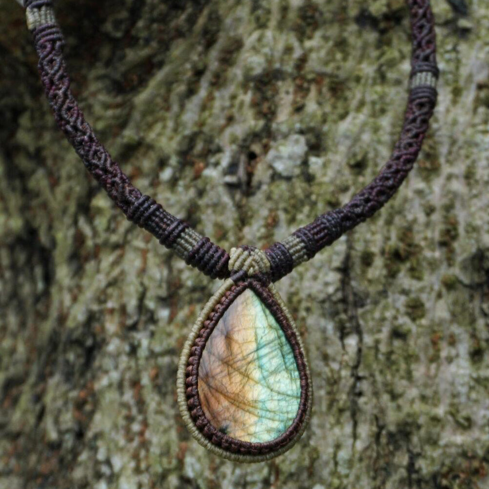 Echo of Peace Labradorite Wax Rope Necklace