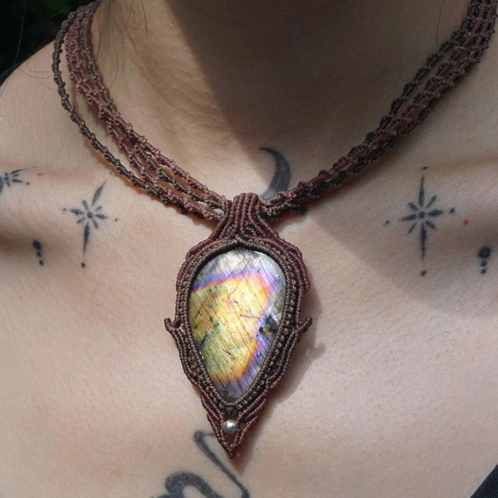 Echo of Peace Labradorite Wax Rope Necklace
