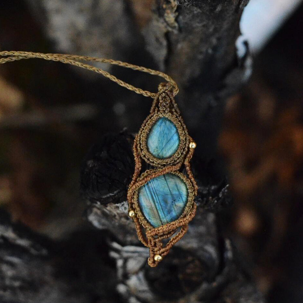 Healing Through Reflection Labradorite Wax Rope Necklace