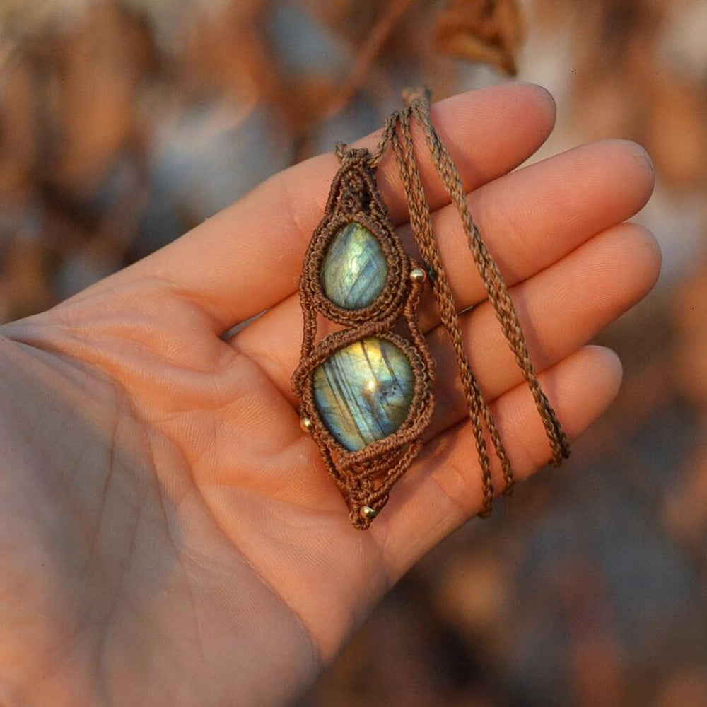 Healing Through Reflection Labradorite Wax Rope Necklace