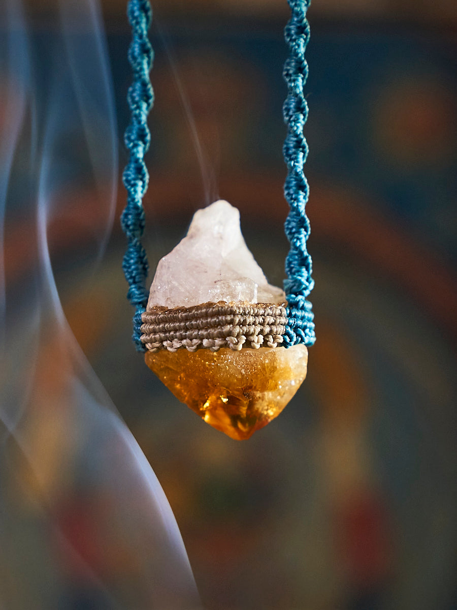 Integrated Wealth Merge Citrine Crystal Necklace