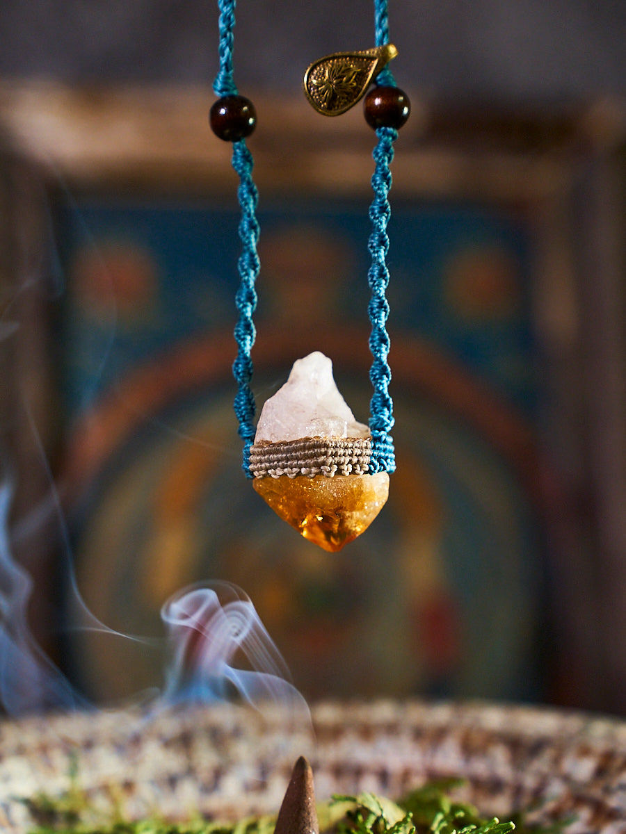 Integrated Wealth Merge Citrine Crystal Necklace