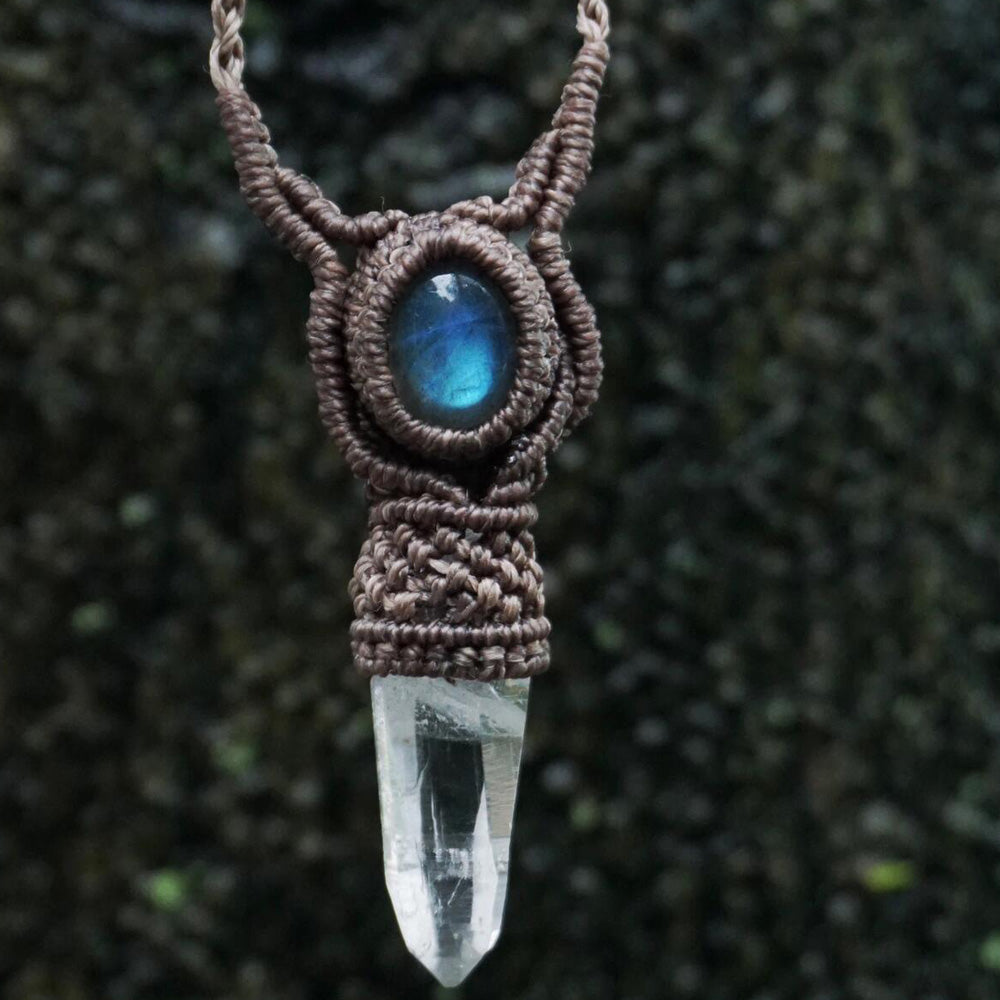 The Force Energy Inlaid gems Wax Rope Crystal Necklace