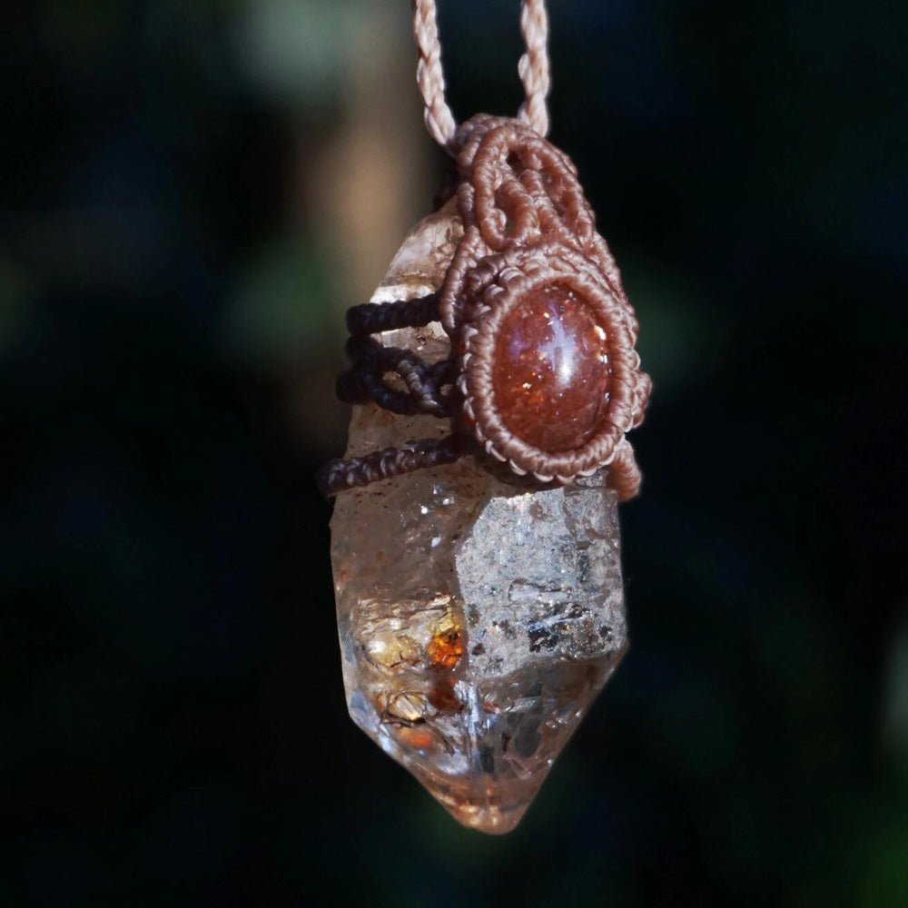 The Force Energy Inlaid gems Wax Rope Crystal Necklace