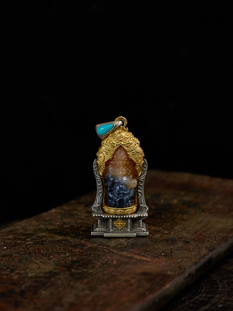 Divine Serenity Ganesha Agate Silver Necklace