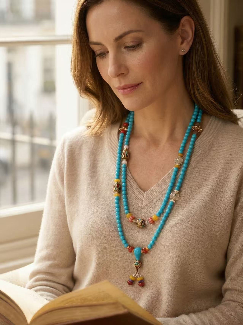 108 Bead Turquoise Agate Mala Necklace