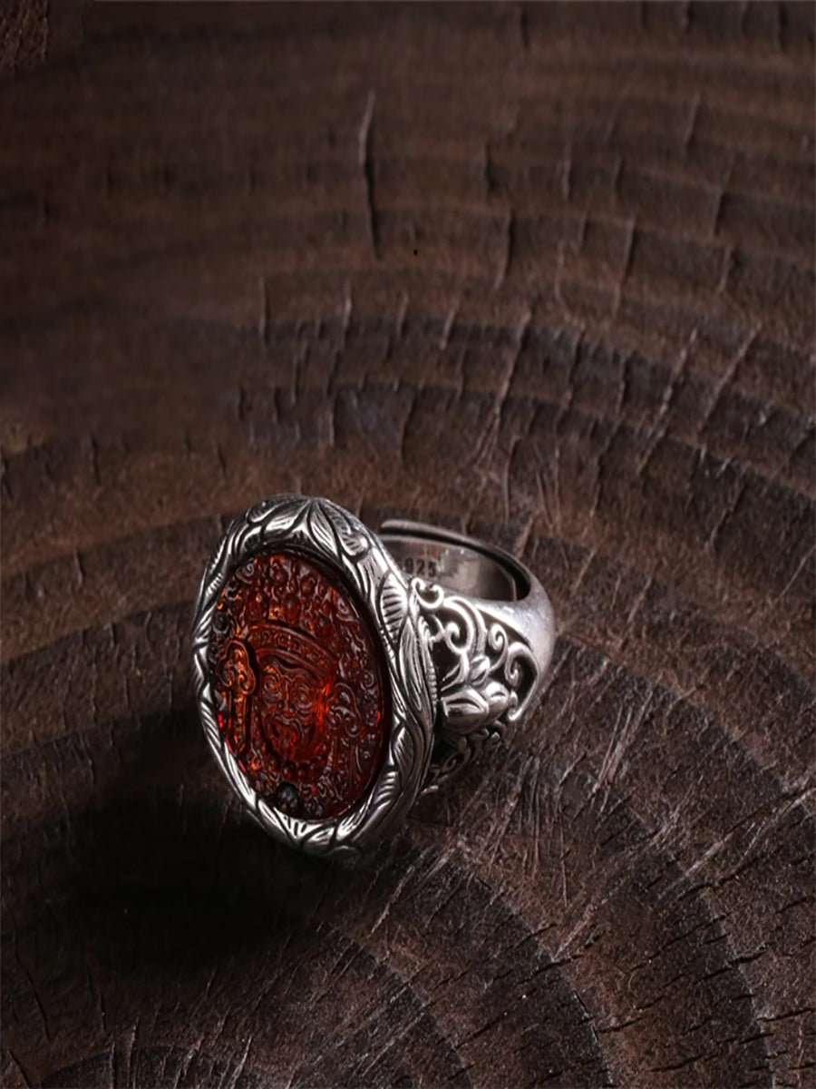 Blood Amber Wealth Ring for prosperity and abundance
