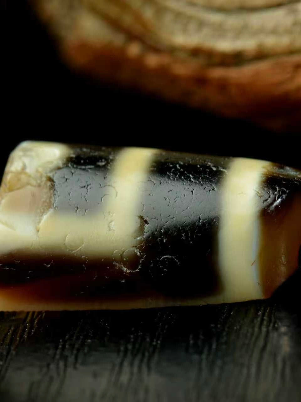 Antique Pure Dzi Bead Fragment From Tibet