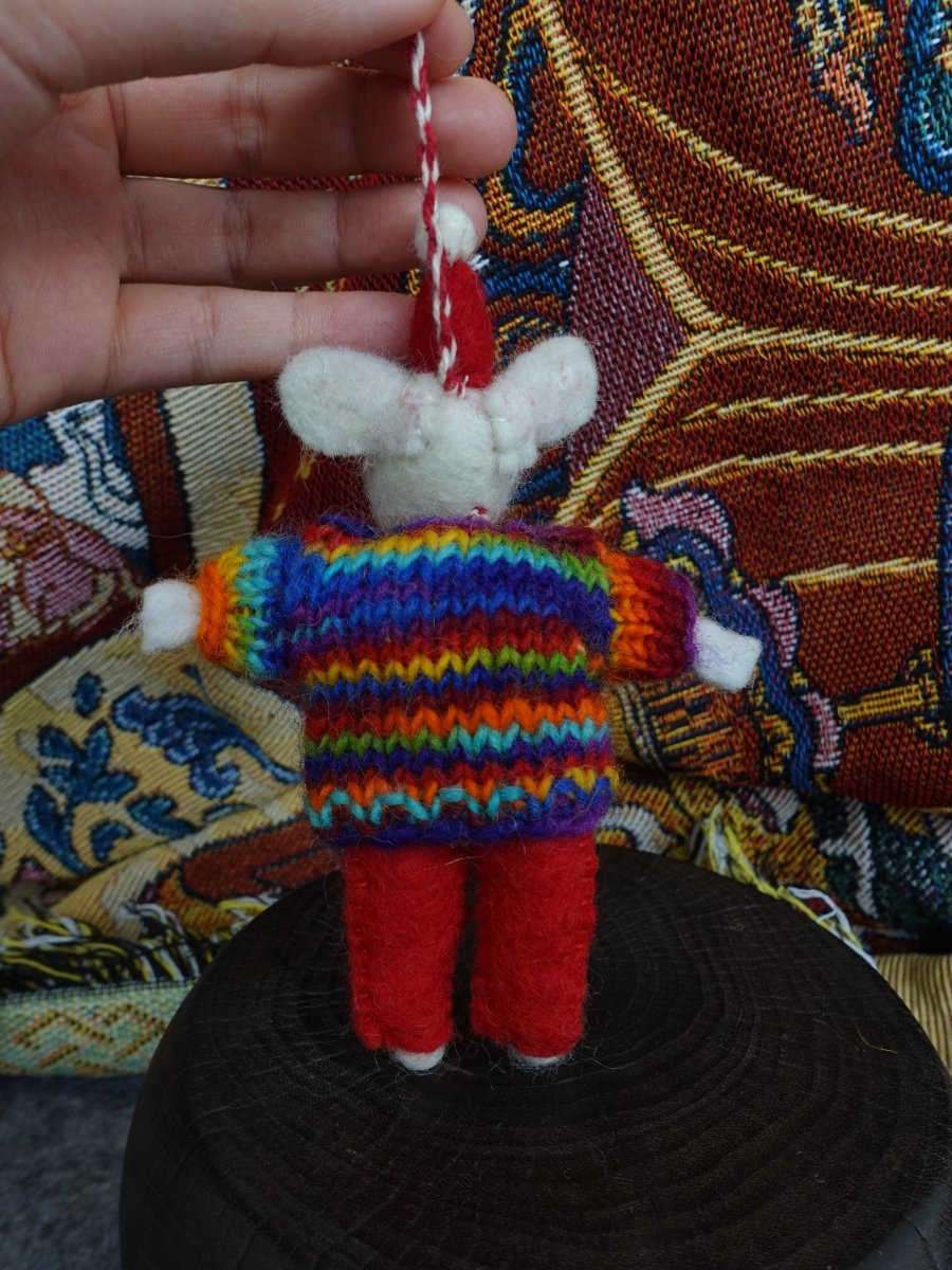 Cozy Handcrafted Yak Wool Mouse Figurines