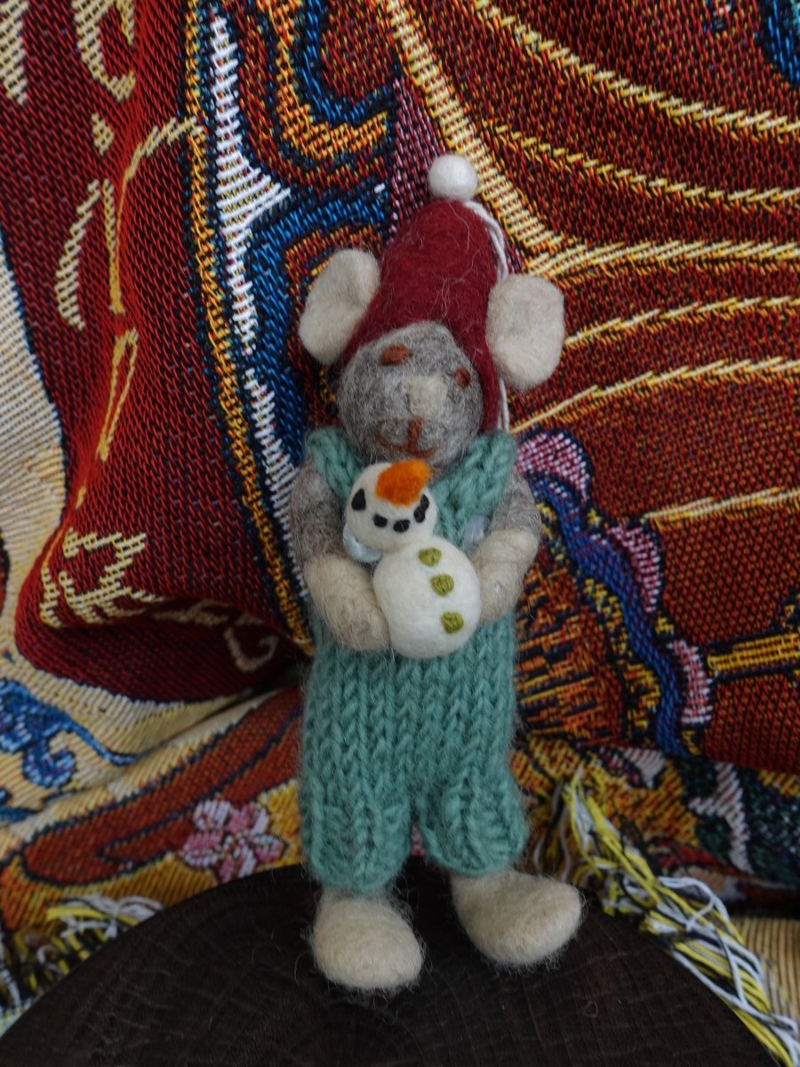 Cozy Handcrafted Yak Wool Mouse Figurines