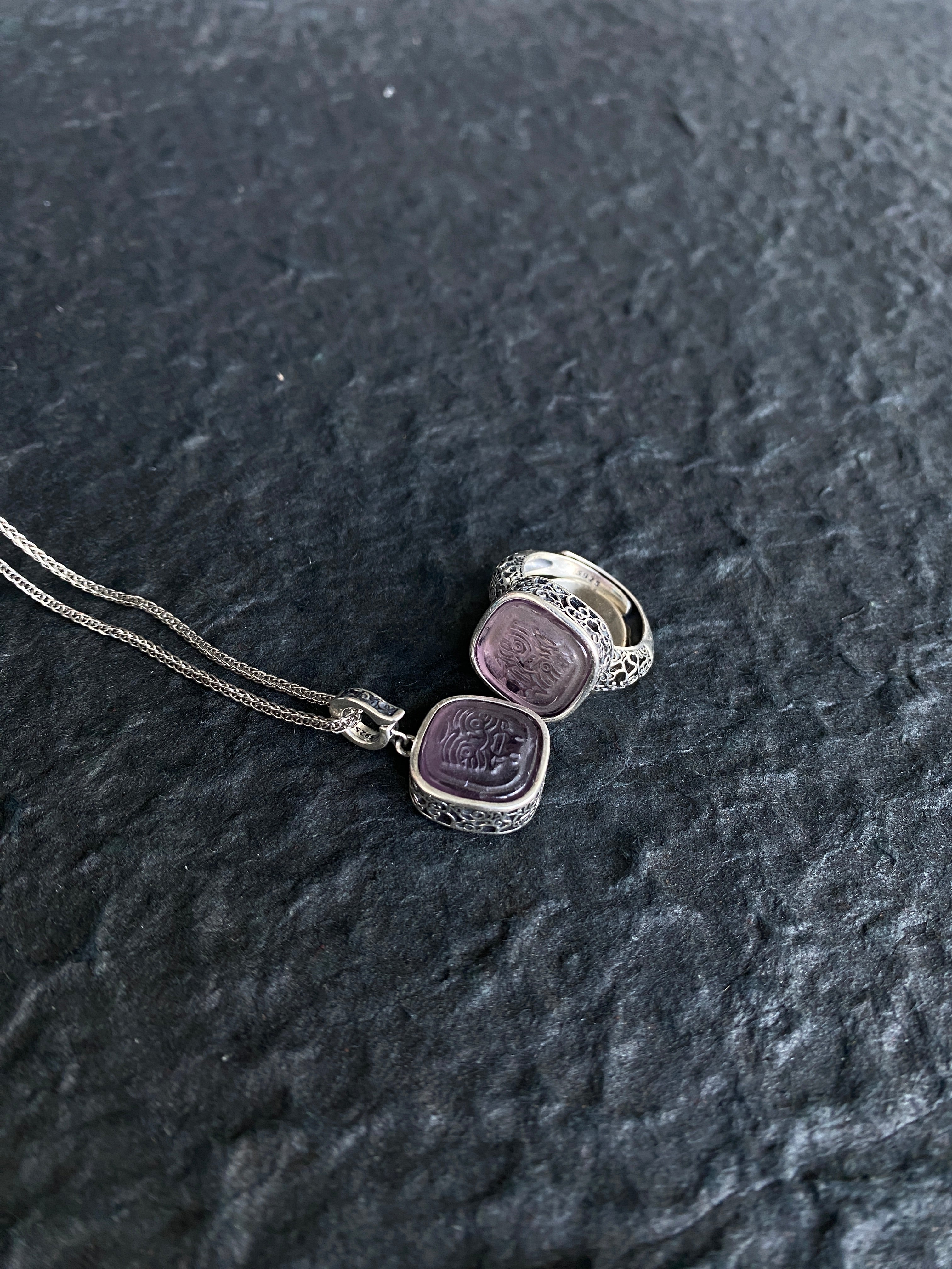 Sterling Silver & Amethyst Wealth Goddess Zakirum Ring
