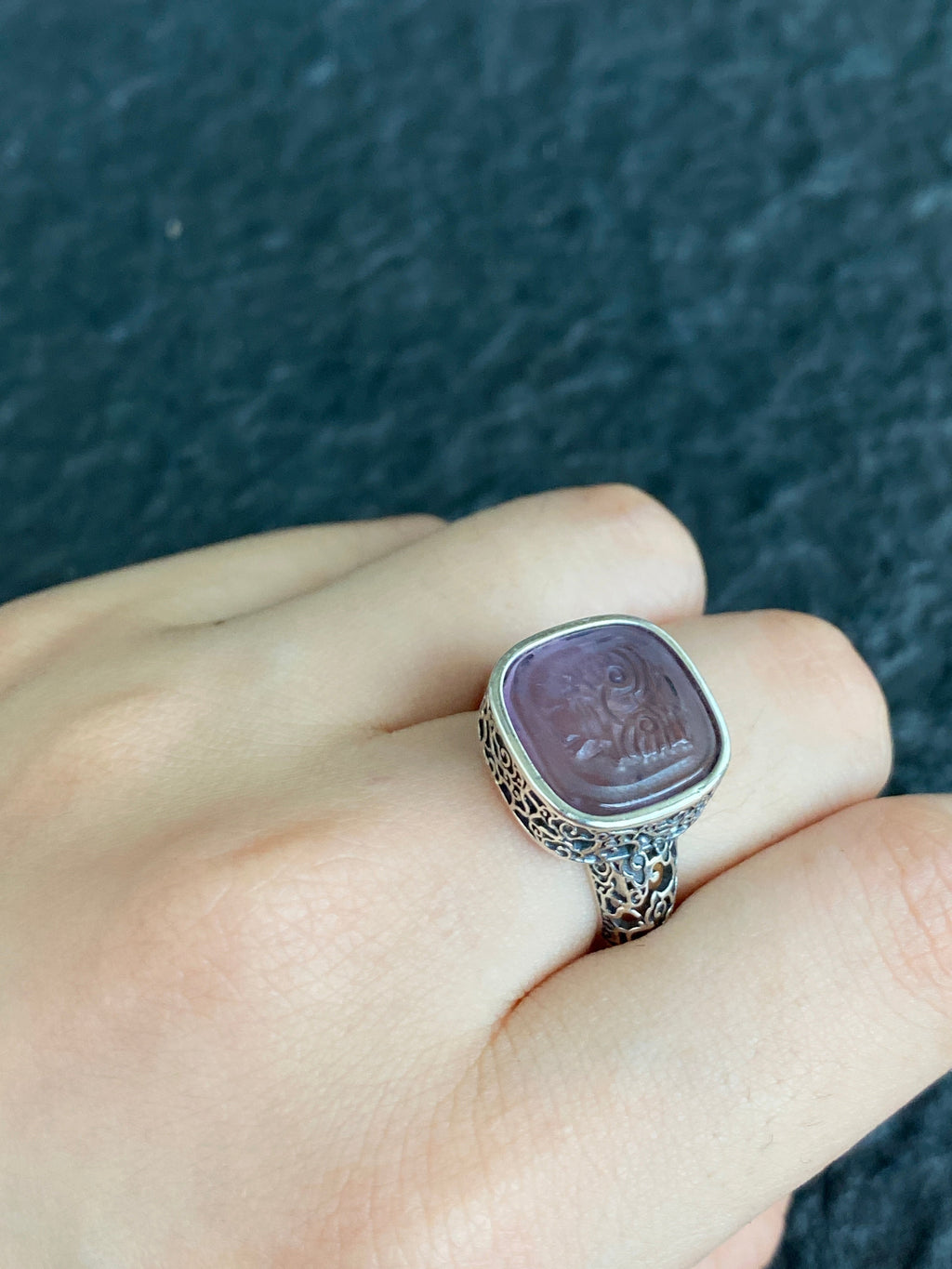 Sterling Silver & Amethyst Wealth Goddess Zakirum Ring