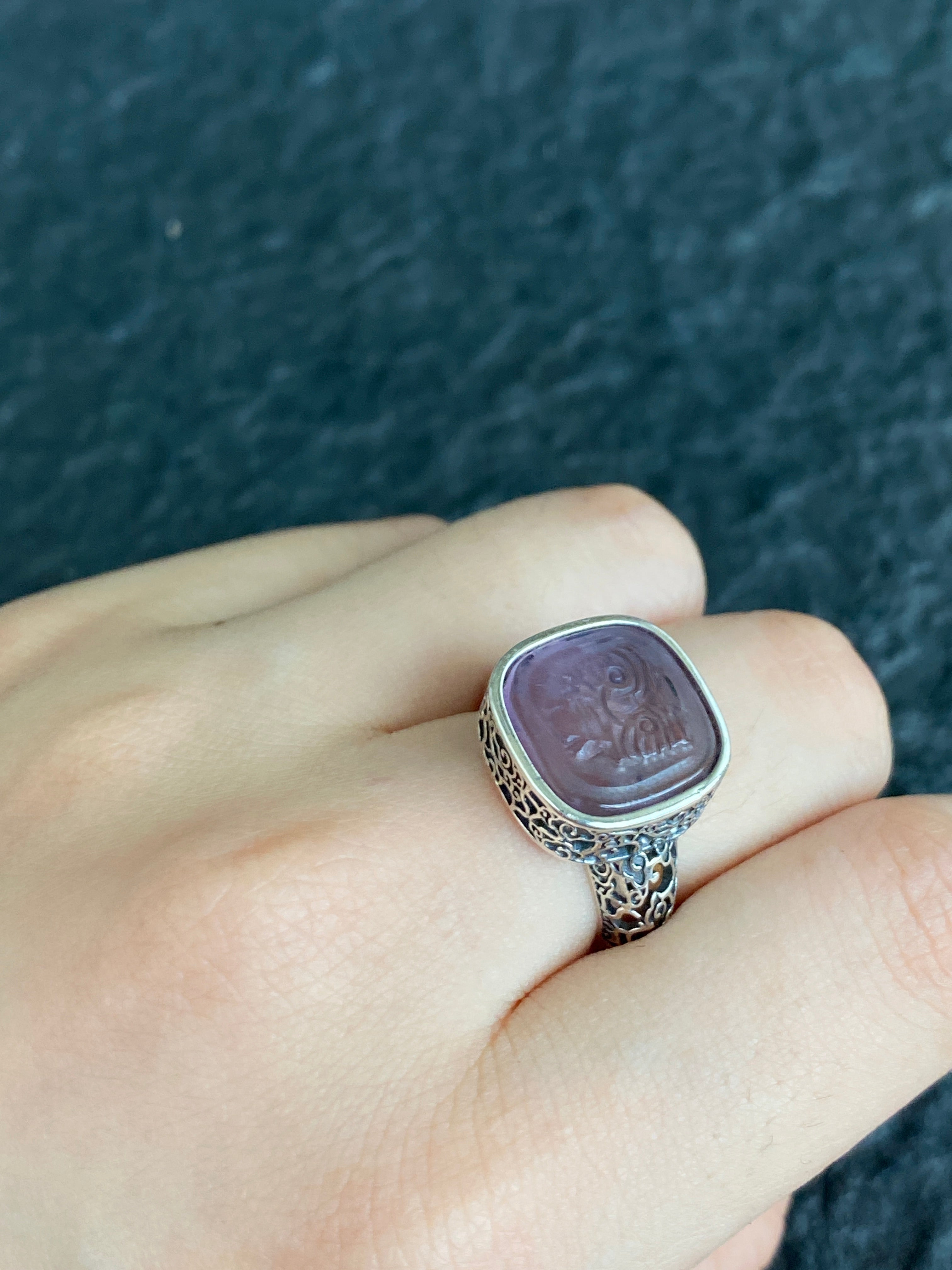 Sterling Silver & Amethyst Wealth Goddess Zakirum Ring