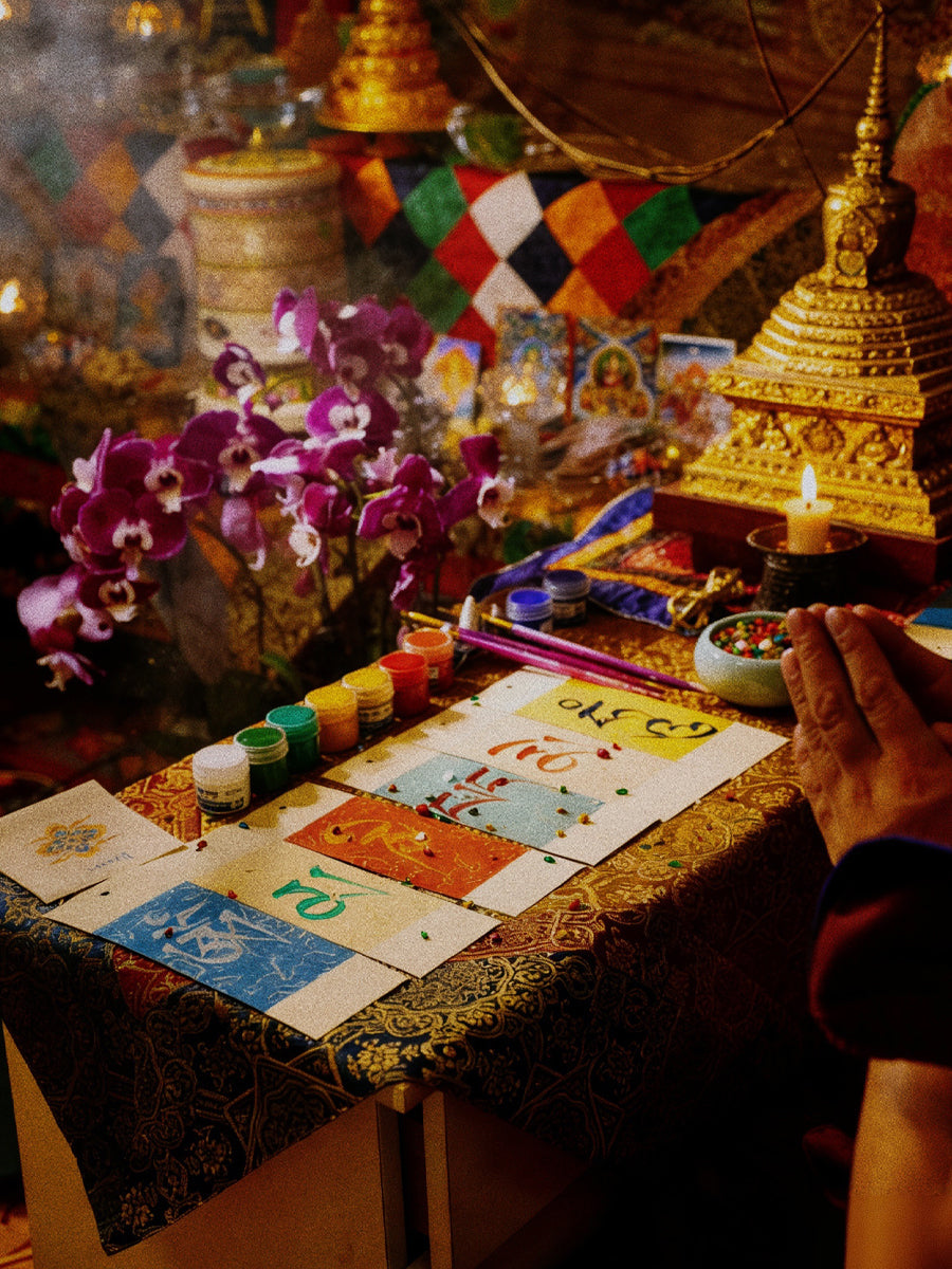 Sacred Mantra Blessings Handwritten Om Mani Padme Hum Tibetan Monk Bookmark Set