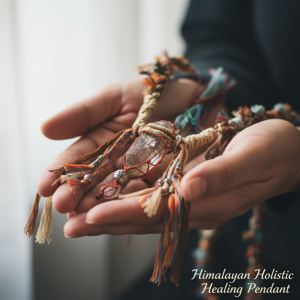 Braided Tassel Clear Quartz Crystal Pendant Necklace
