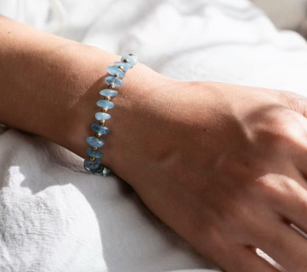Aquamarine Wax Rope Bracelet – Calm Waters, Clarity and Coastal Spirit
